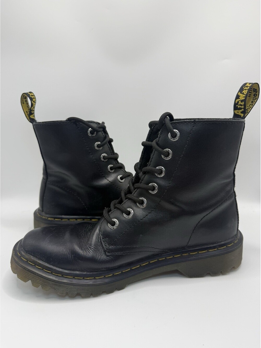 Dr Doc Martens Luana Air Wair Black Leather Combat Boots US Women’s Size 8 - Picture 6 of 8